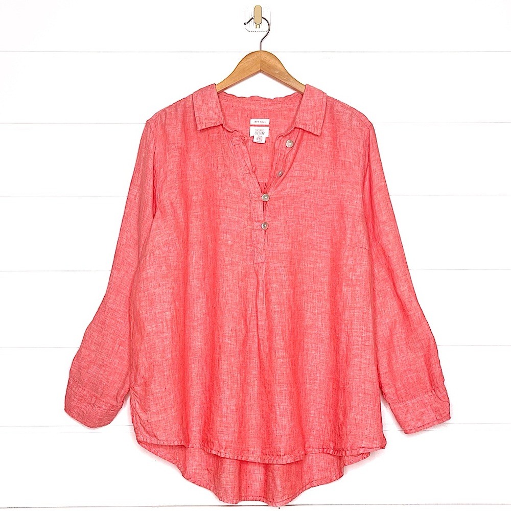 Sigrid Olsen 100% Linen Plus Size Boho Beachy Tunic Top 2X